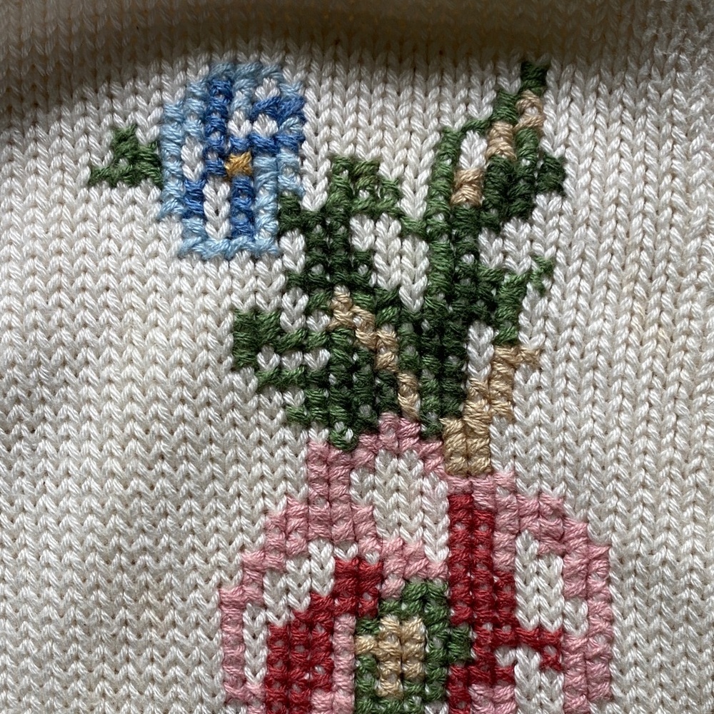 Vintage J H Collectibles Cream Floral Button-Up Sweater Vest - Picture 6 of 10